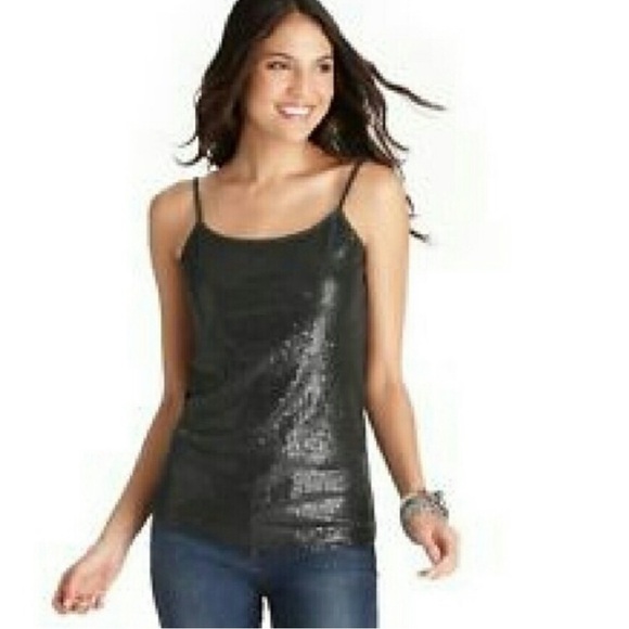 ANN TAYLOR Navy Blue Sequin Camisole Cami Tank Top Blouse Sz S‎ NWOT - Picture 1 of 14
